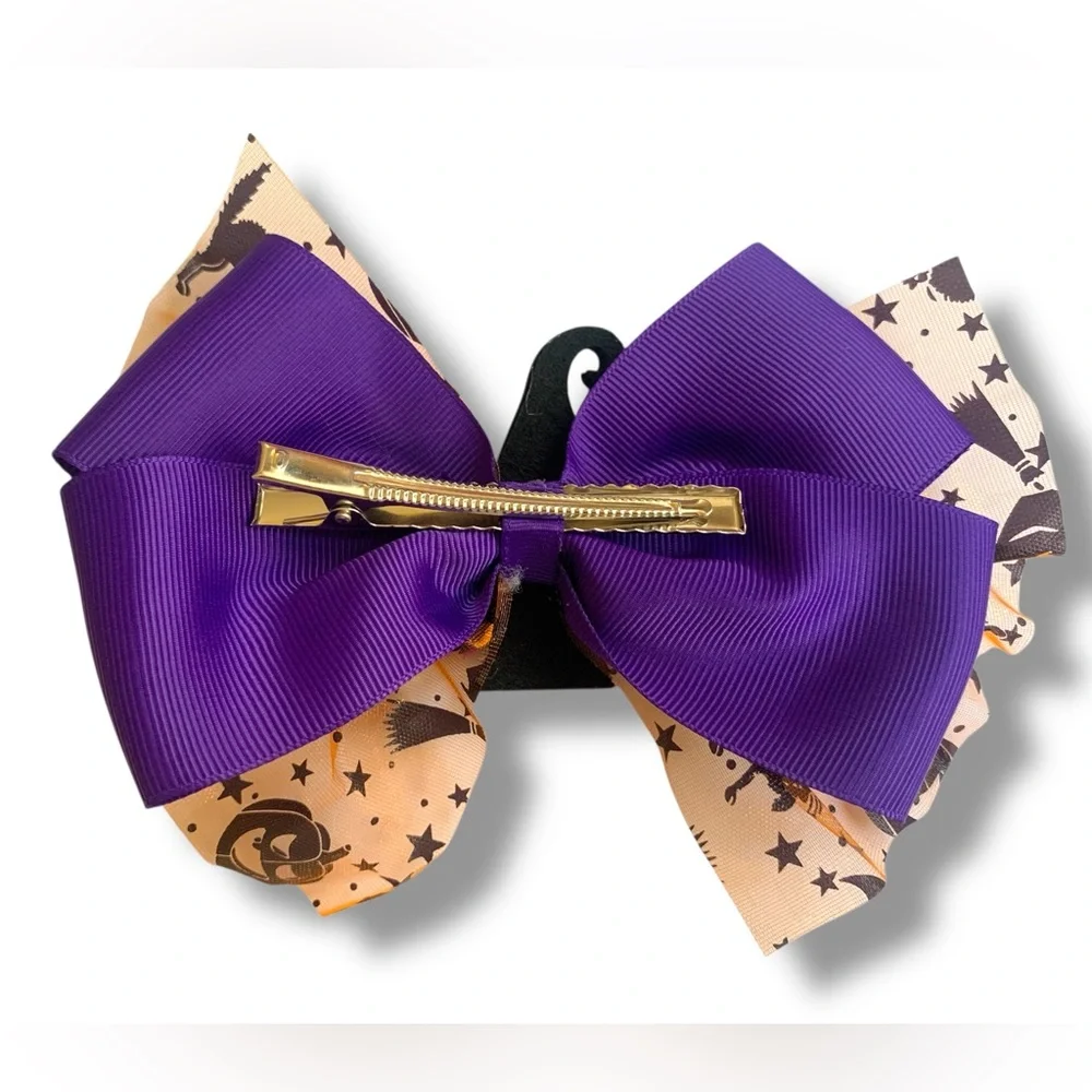 Halloween Purple Witch Girls Large Oversized Bow Hair Accessories Party Themed